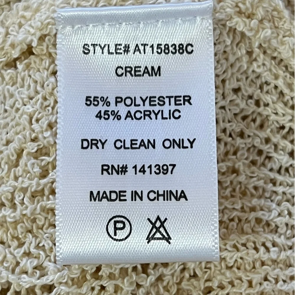 ASTR The Label Cream Colored Faux Wrap Stretchy Knit Semi-Sheer Sweater Med EUC - Picture 13 of 14